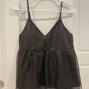 Gianni Bini Black and Gold Mesh Top